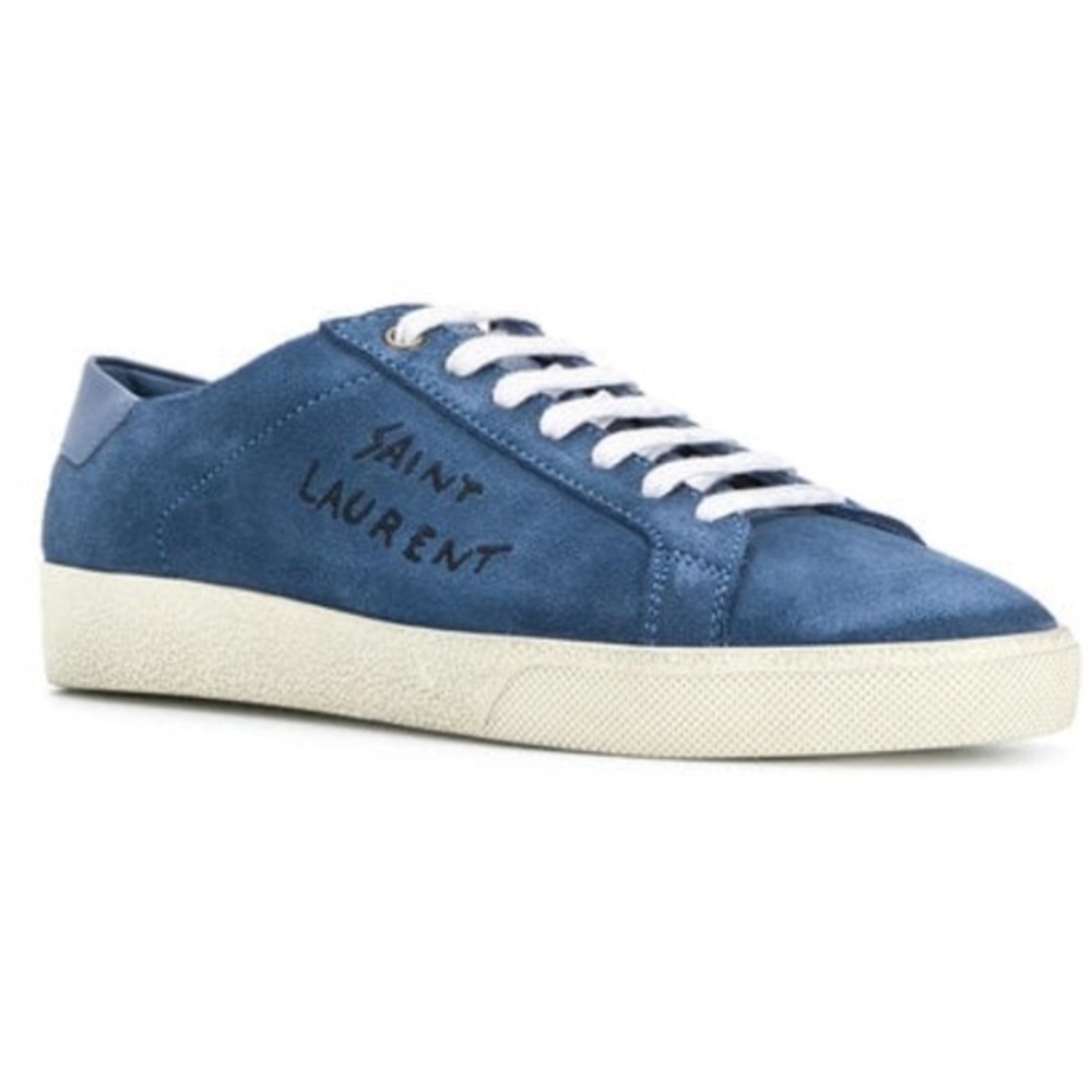 Saint Laurent Court Classic Logo Suede Sneakers